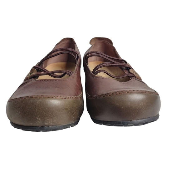 CLARKS Artisan Brown Leath Merry Jane Elastic Strap Slip-On Loafers Shoes Sz 8M - Picture 3 of 8